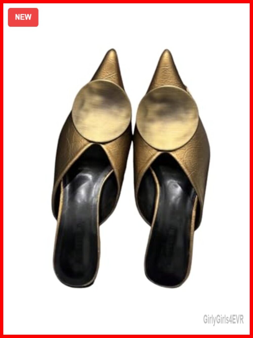 PU Leather Kitten Heel Mules Pointed Toe Slip On Dress Pumps Party Shoes